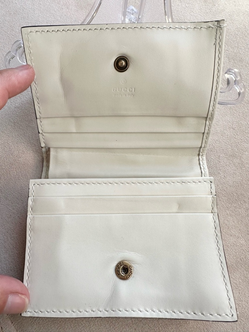 Gucci Signature Cherry Leather Compact Wallet - Authentic - White - New w/ Flaws - Picture 8 of 14